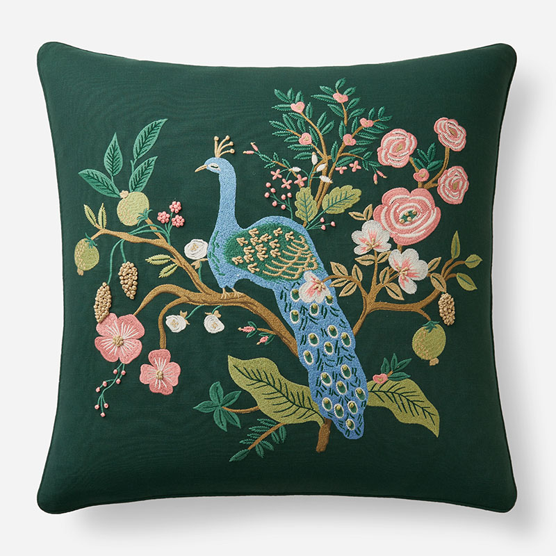 The Company Store Peacock Decorative Square Pillow Cover In Green/teal/turquoise Blue