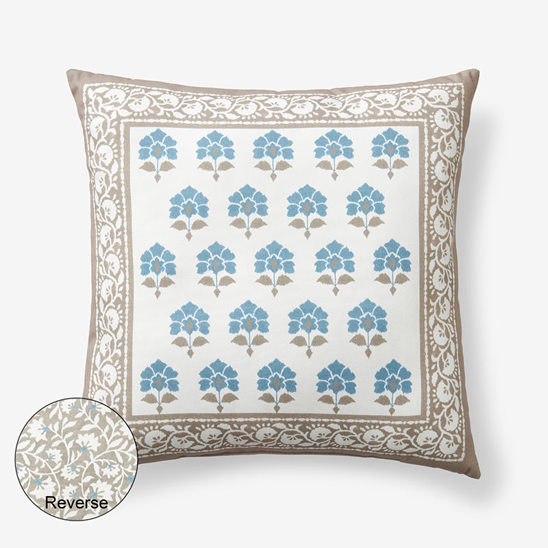 The Company Store Outdoor Printed Reversible Decorative Square Pillow In Beige/blue