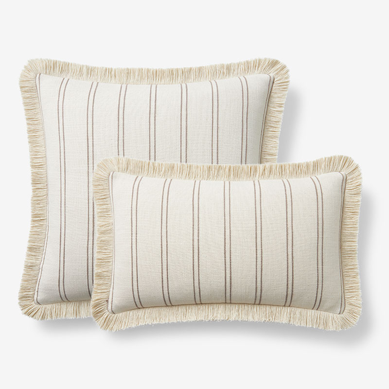 The Company Store Yarn-dyed Stripe Decorative Pillow Cover In Beige/brown