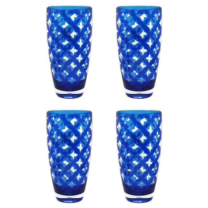 The Company Store Palazzioi Tumblers, Set Of 4 In Blue