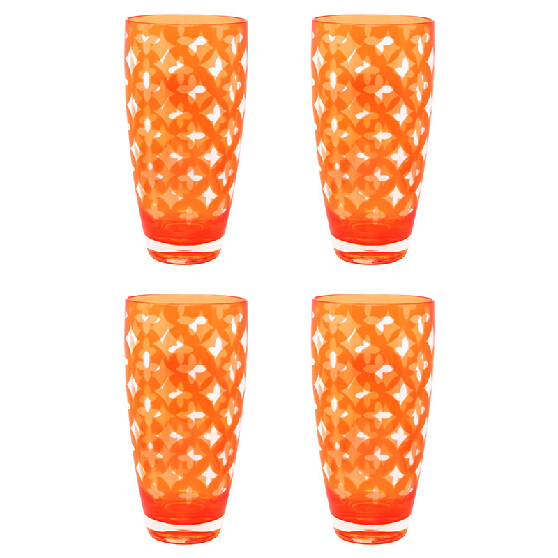 The Company Store Palazzioi Tumblers, Set Of 4 In Orange/coral