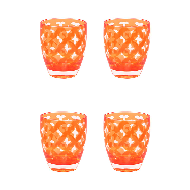 The Company Store Palazzioi Tumblers, Set Of 4 In Orange/coral