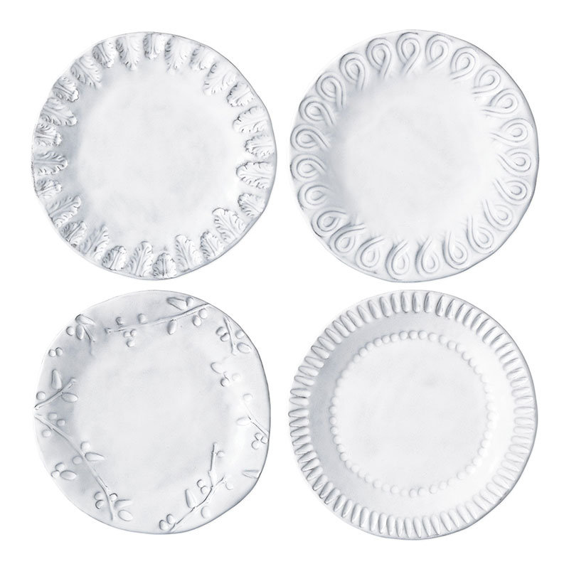 The Company Store Incanto Assorted Canape Plates, Set Of 4 In White