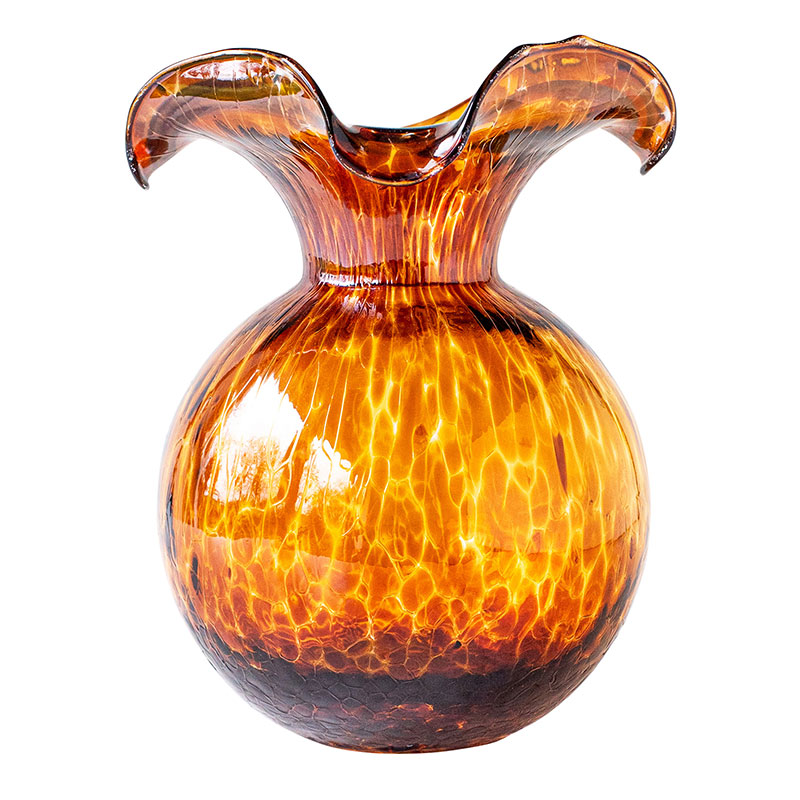 The Company Store Hibiscus Glass Fluted Vases In Brown