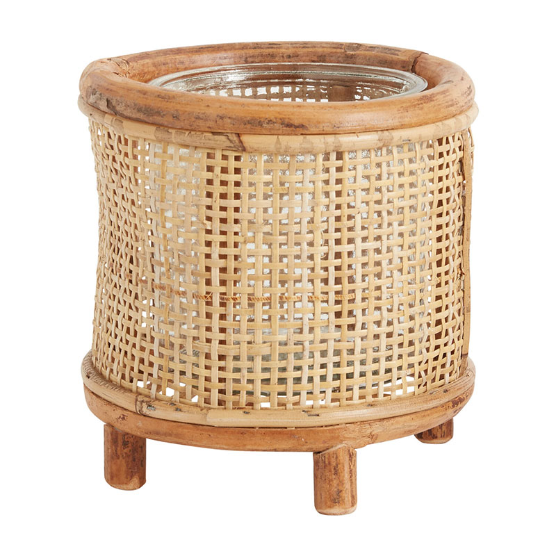 The Company Store Handwoven Rattan Candle Holder In Brown