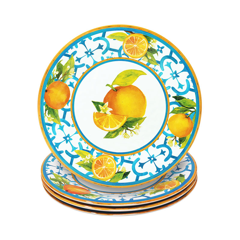 The Company Store Valencia Melamine Salad Plates, Set Of 4 In Orange/coral