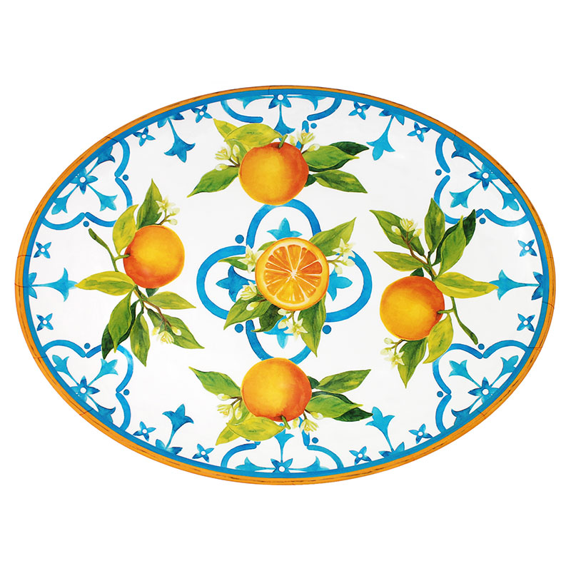 The Company Store Valencia Melamine Oval Serving Platter In Orange/coral