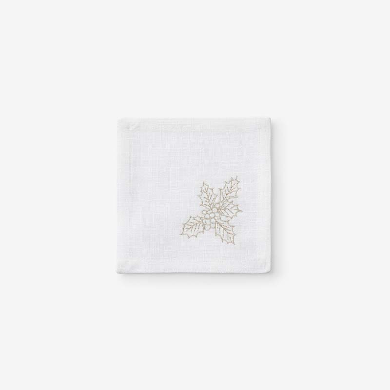 The Company Store Metallic Cocktail Napkins, Set Of 4 In White