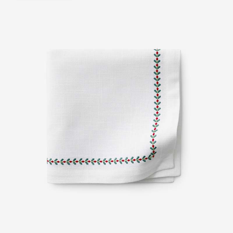 The Company Store Embroidered Novelty Napkins, Set Of 4 In Multi