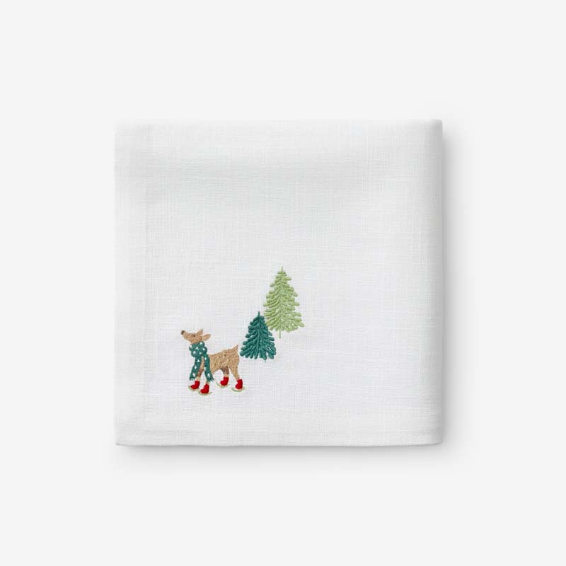 The Company Store Embroidered Novelty Napkins, Set Of 4 In Multi