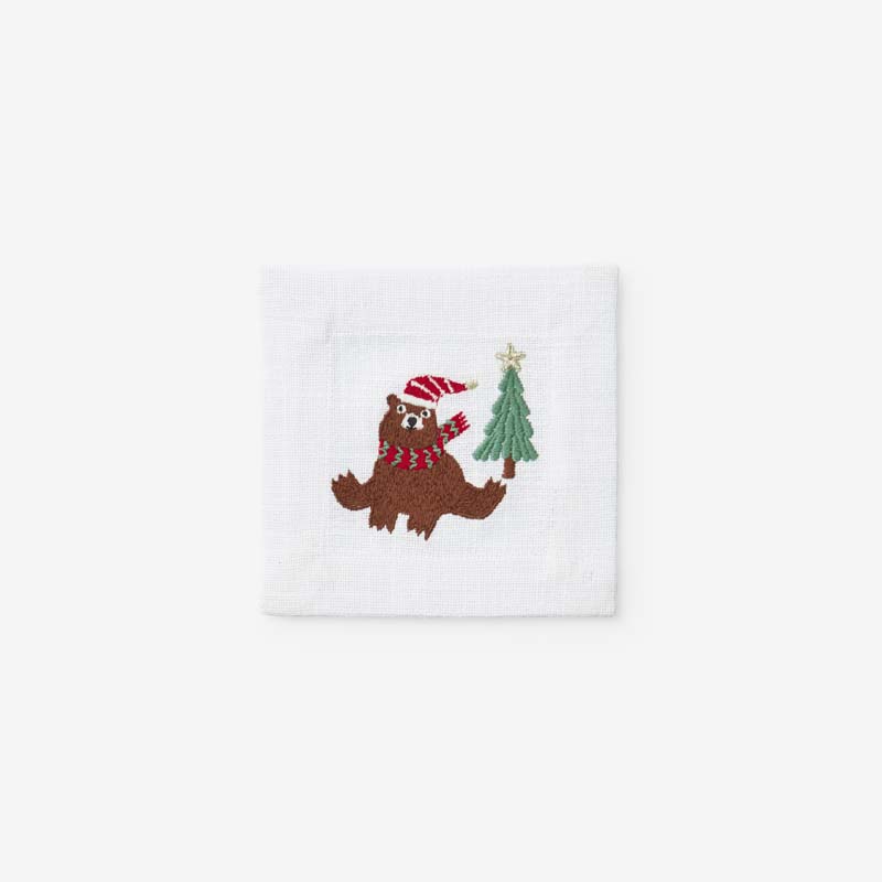 The Company Store Embroidered Novelty Cocktail Napkins, Set Of 4 In Multi