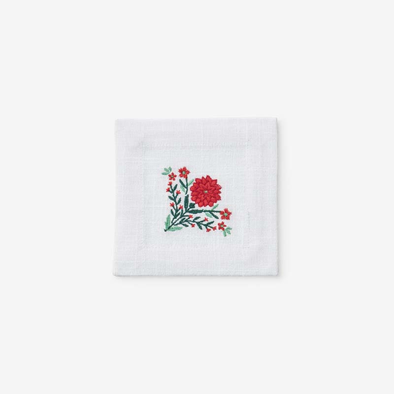 The Company Store Embroidered Novelty Cocktail Napkins, Set Of 4 In Multi