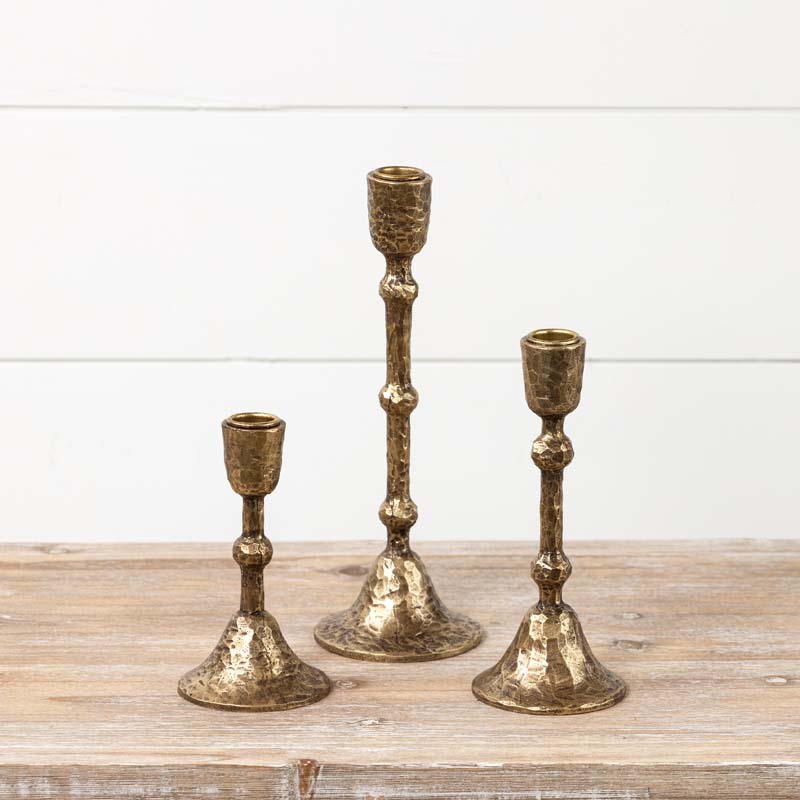 The Company Store Gold Candlestick Holder, Set Of 3 In Yellow
