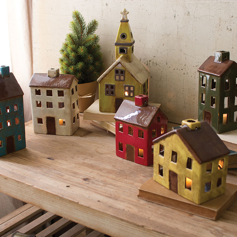 The Company Store Merry & Bright Ceramic Village, Set Of 6 |  In Multi