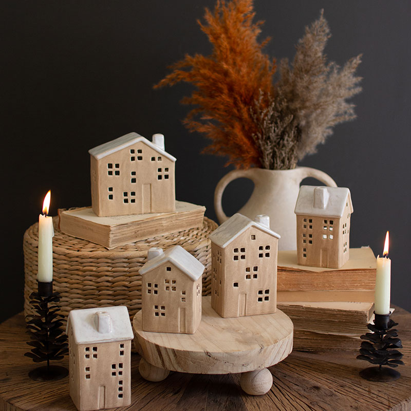 The Company Store Ceramic Rustic Village, Set Of 5 In Brown
