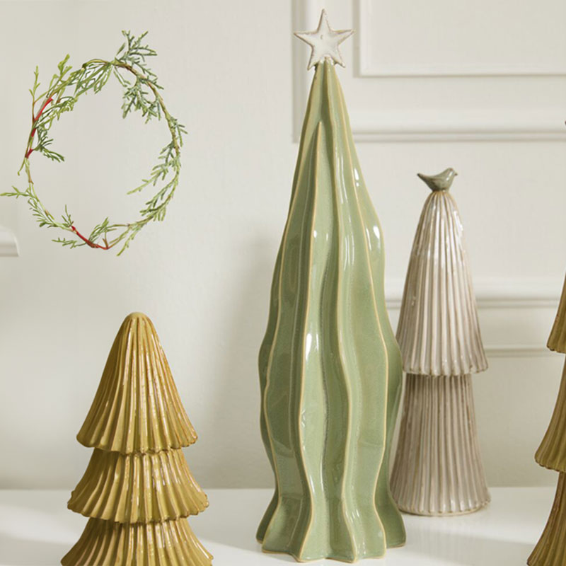 The Company Store Ceramic Village Trees In Green