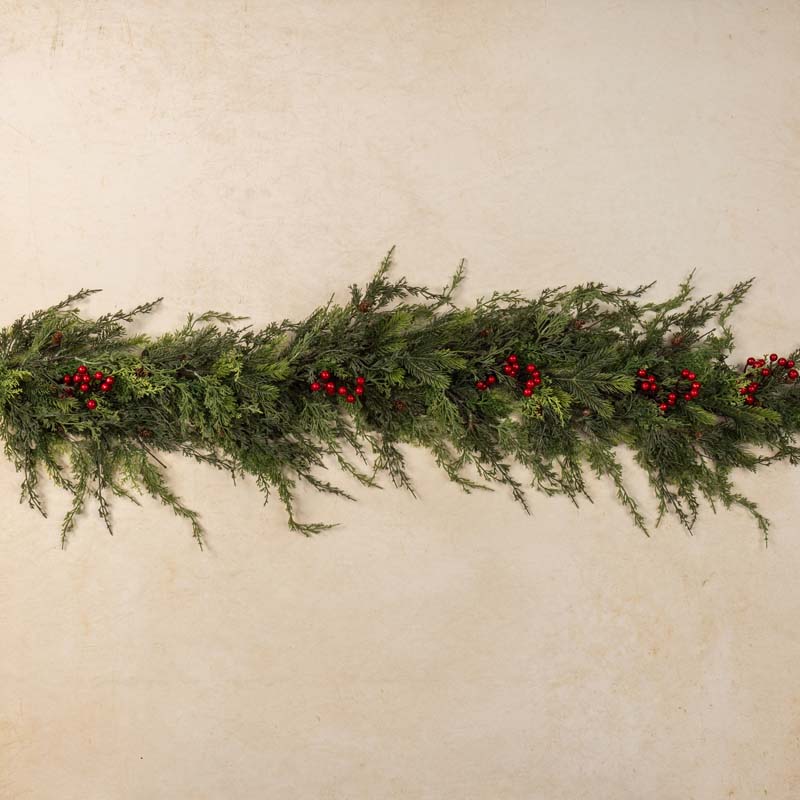 The Company Store Pine And Berries Garland In Green