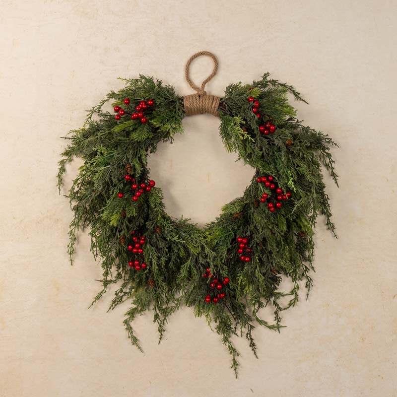 The Company Store Pine And Berries Wreath In Green