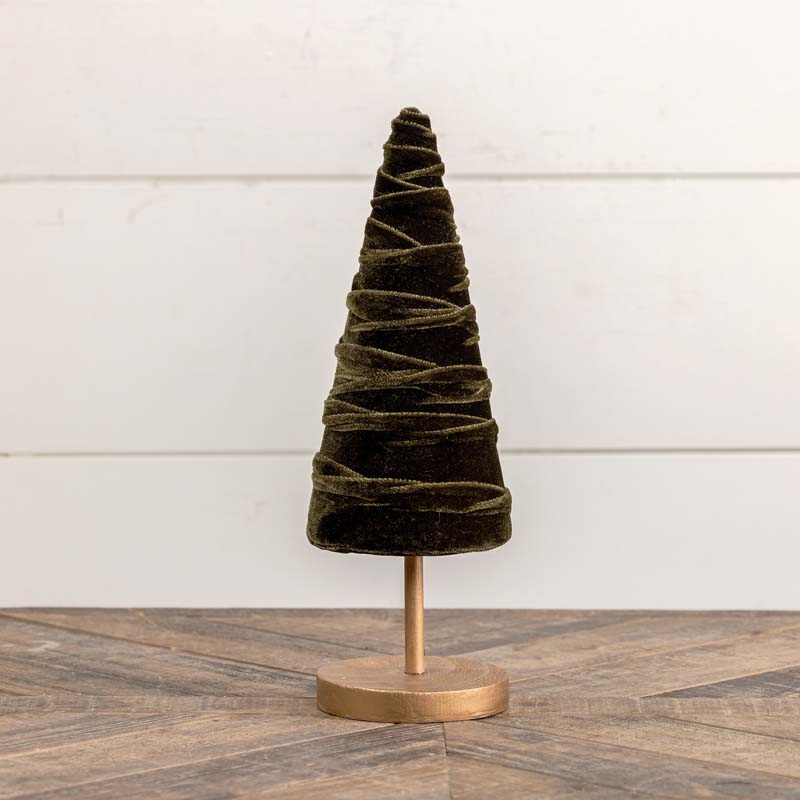 The Company Store Luxe Velvet Ribbon Trees, Large In Green