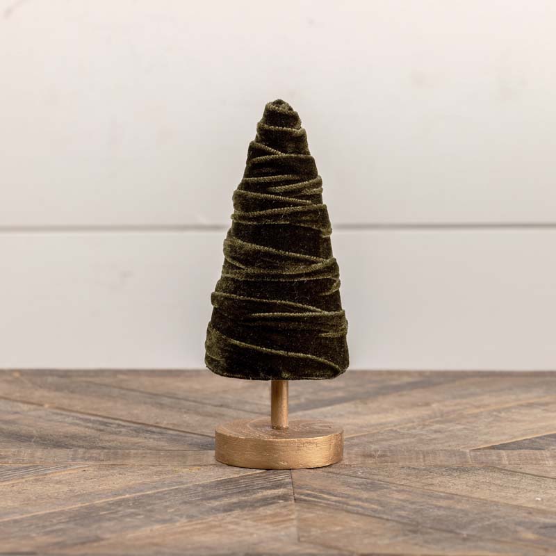 The Company Store Luxe Velvet Ribbon Trees, Small In Green