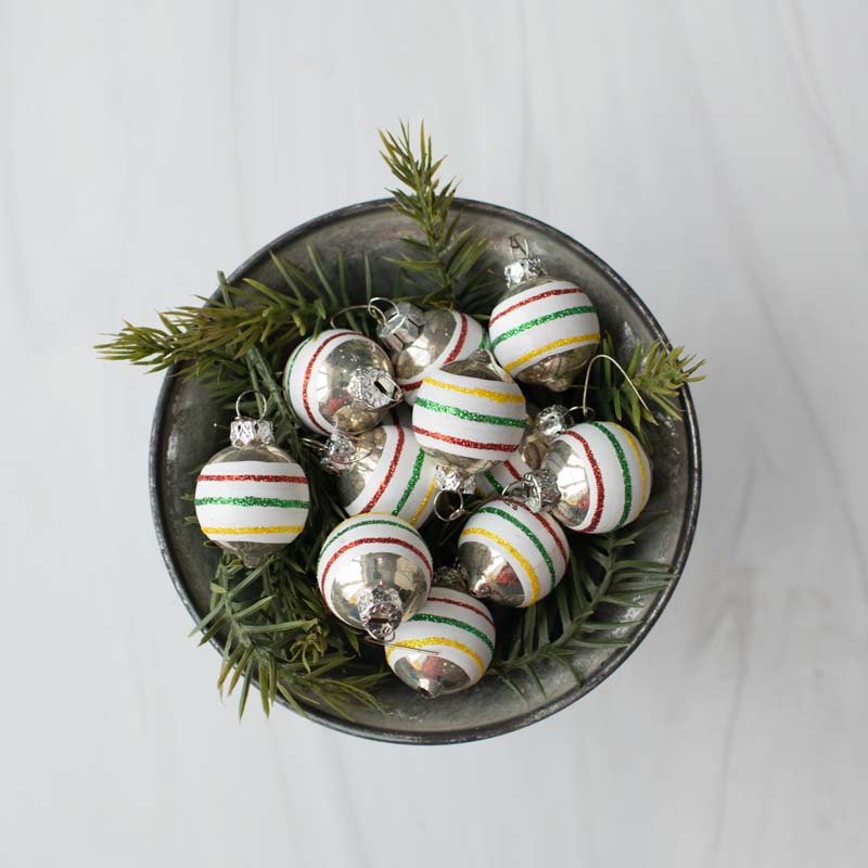 The Company Store Retro Striped Ornaments, Set Of 12 In Multi