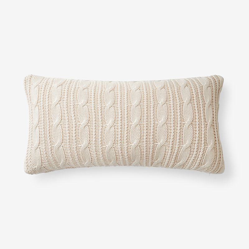 Shop The Company Store Chunky Cable Knit Decorative Pillow Cover In Beige