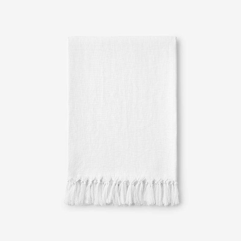 The Company Store Linen Throw Blanket In White