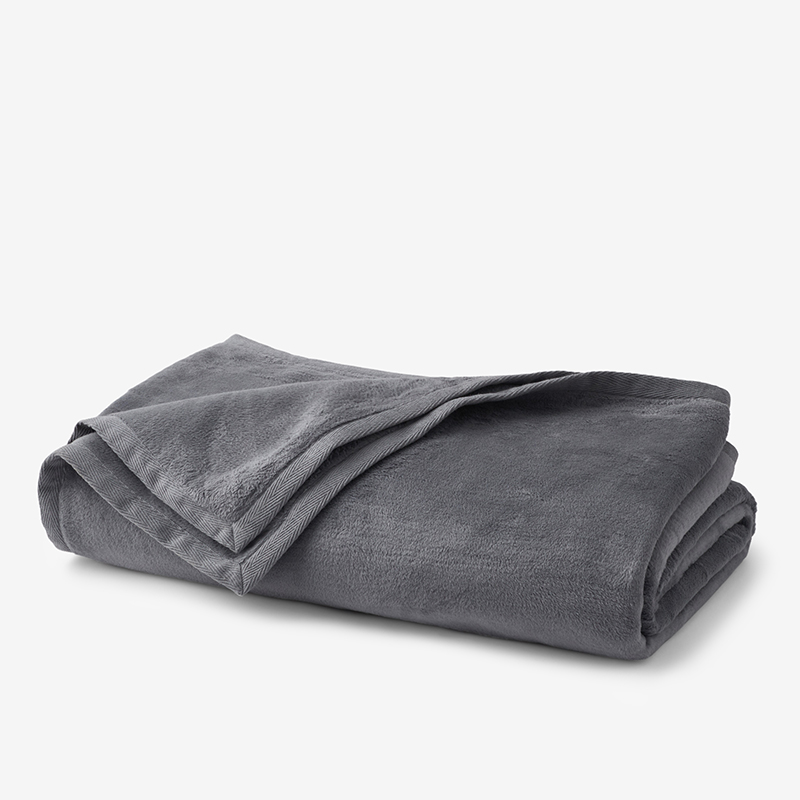 The Company Store Cotton Fleece Blanket In Gray Flannel