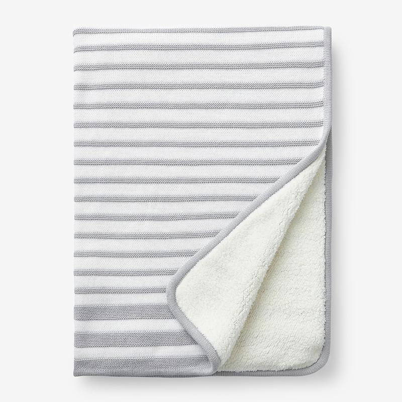 The Company Store Stripe Knit Baby Blanket In Gray