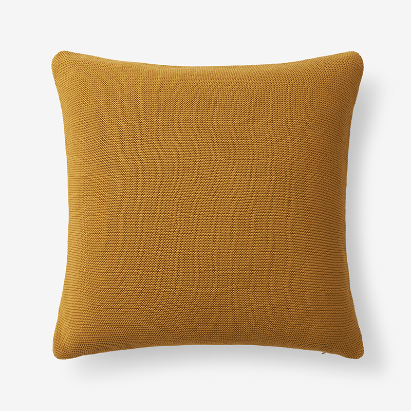 The Company Store Classic All Season Breathable Cotton Knit Decorative Pillow Cover In Yellow