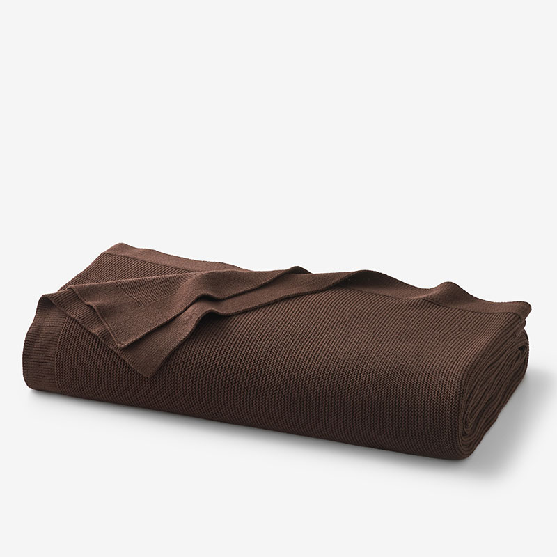 The Company Store Classic All Season Breathable Cotton Knit Blanket In Brown