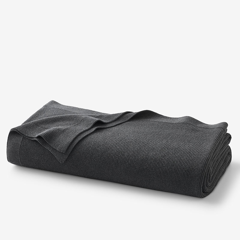 The Company Store Classic All Season Breathable Cotton Knit Blanket In Dark Gray