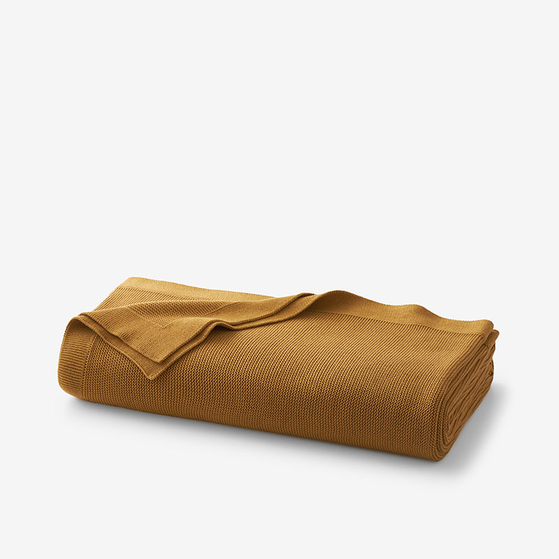 The Company Store Classic All Season Breathable Cotton Knit Throw Blanket In Yellow