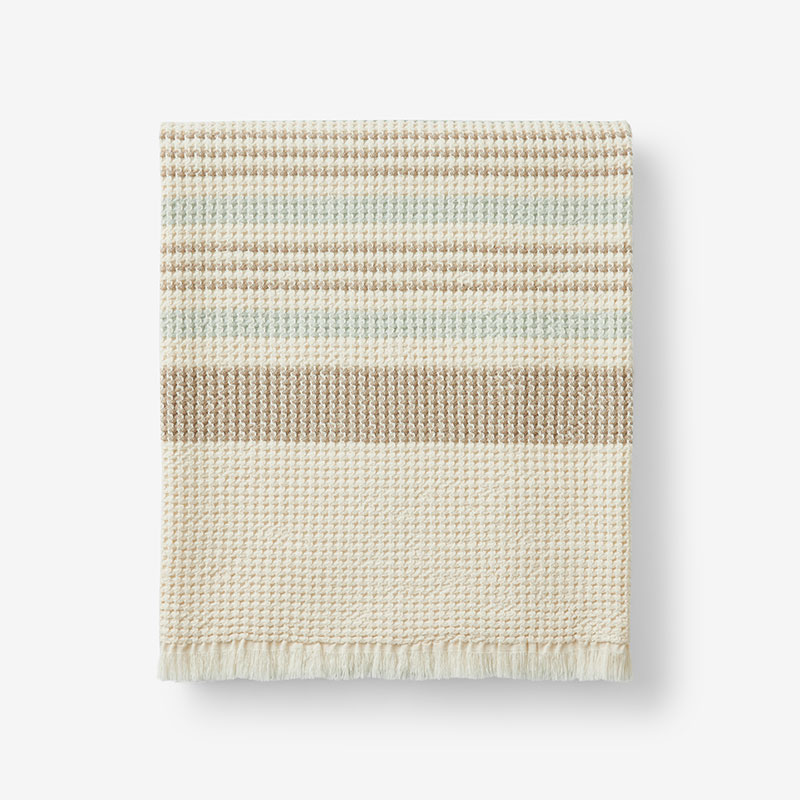 The Company Store Cadence Stripe Throw Blanket In Beige/blue
