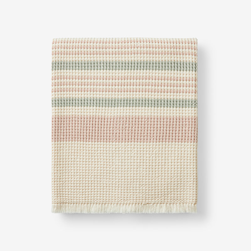 The Company Store Cadence Stripe Throw Blanket In Beige/blue/pink