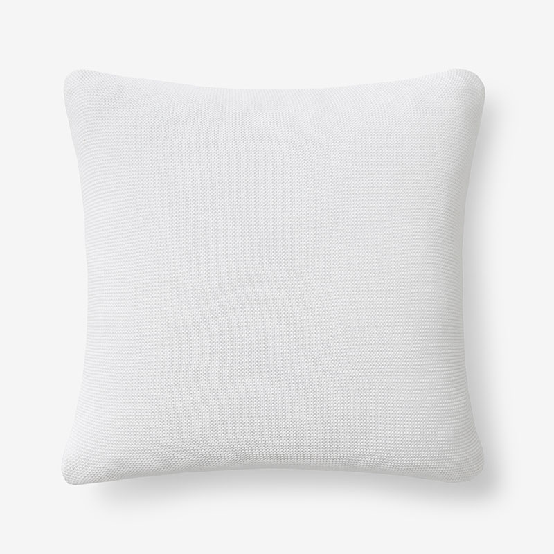 The Company Store Classic All Season Breathable Cotton Knit Decorative Pillow Cover In White