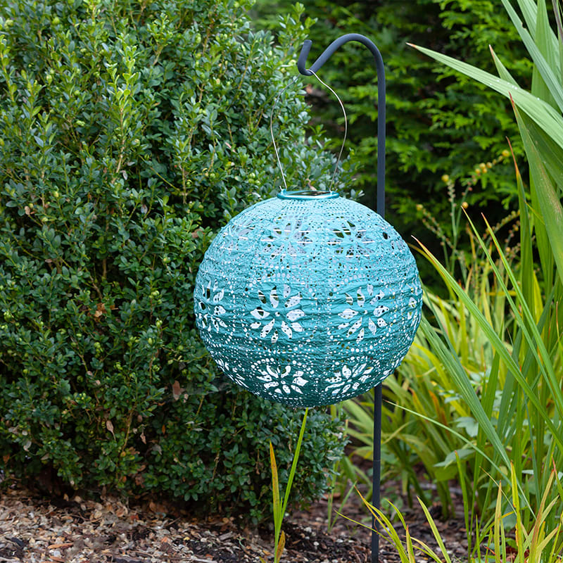 The Company Store Soji™ Stella Boho Solar Outdoor Lantern In Green/teal/turquoise Blue