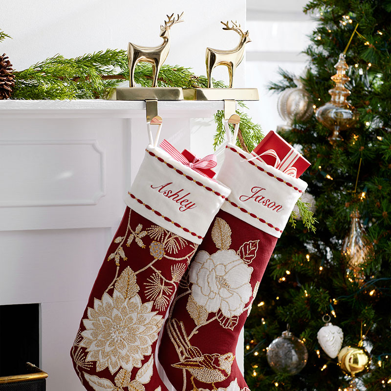 Reindeer Holiday Stocking Holder - Gold