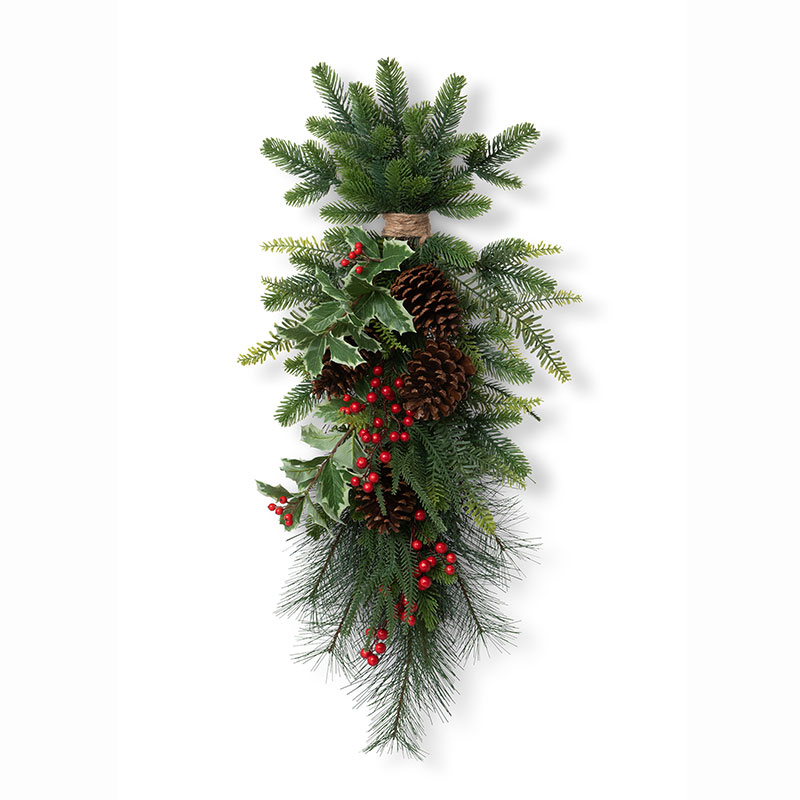 Winter Foliage and Holly Berry Swag