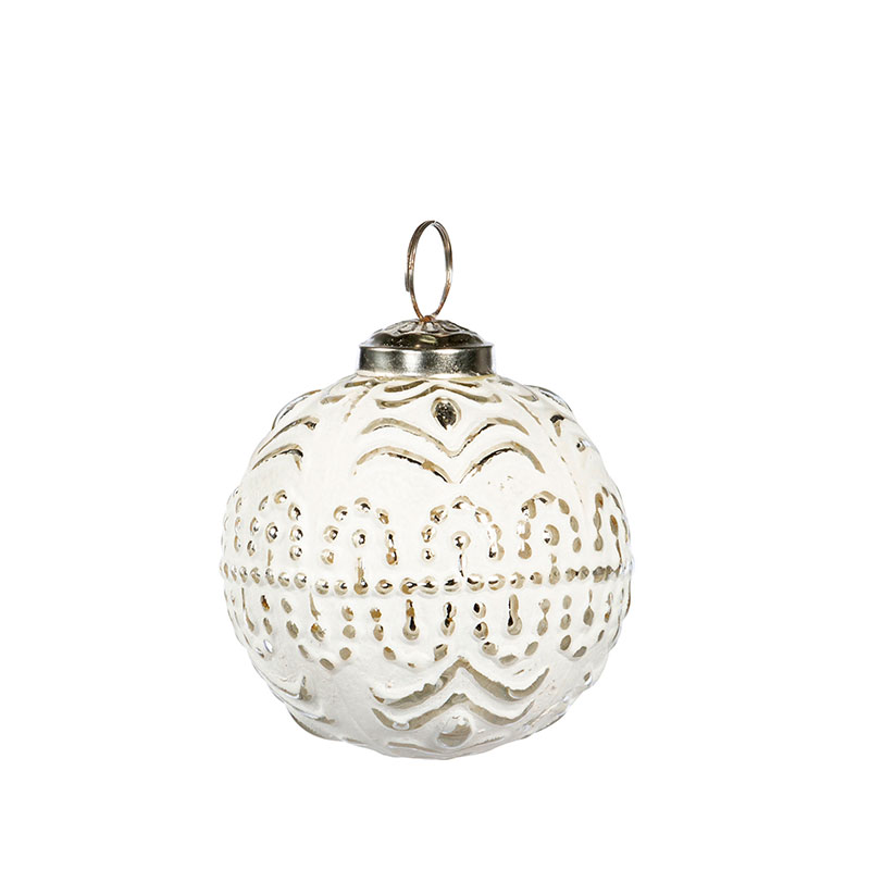 St. Lucia Embossed Glass Ball Ornaments, Set of 6