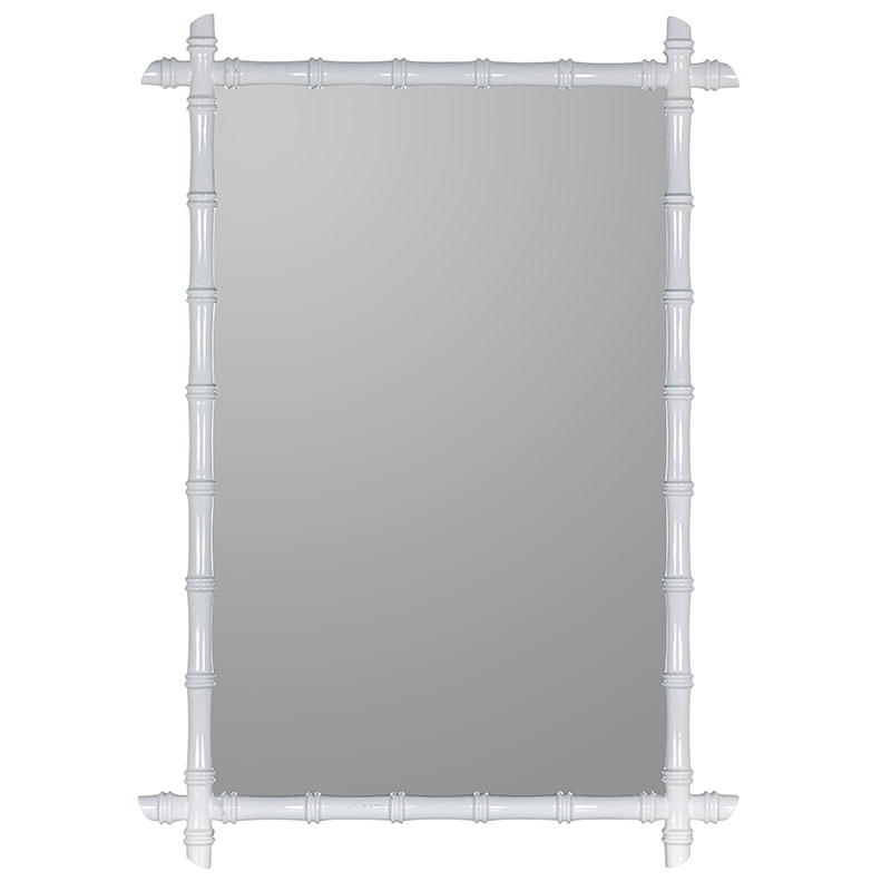 The Company Store Bamboo Textured Frame Wall Mirror In White