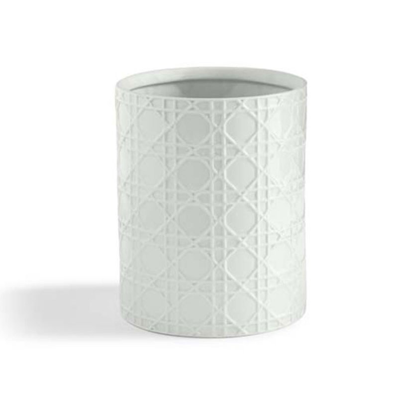 The Company Store Porcelain Lattice Waste Basket In White