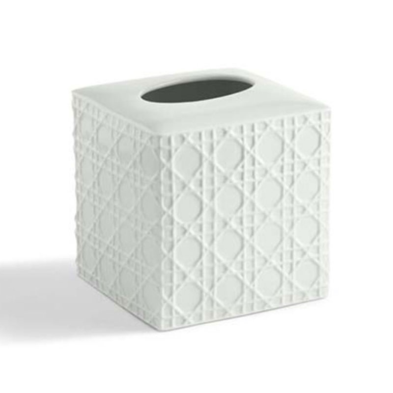 The Company Store Porcelain Lattice Tissue Box In White