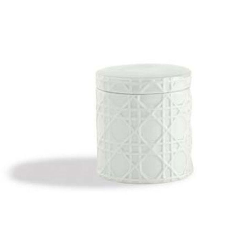 The Company Store Porcelain Lattice Cotton Jar In White