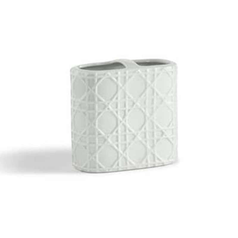 The Company Store Porcelain Lattice Toothbrush Holder In White