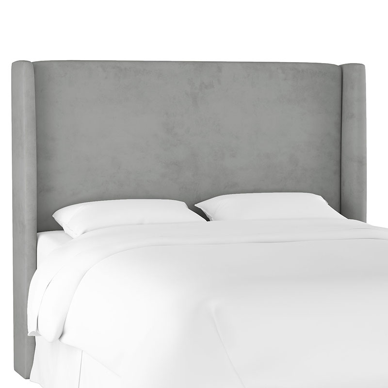 The Company Store Gramercy Velvet Headboard In Steel Gray