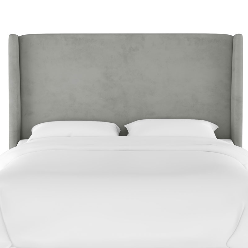 The Company Store Gramercy Velvet Headboard In Steel Gray