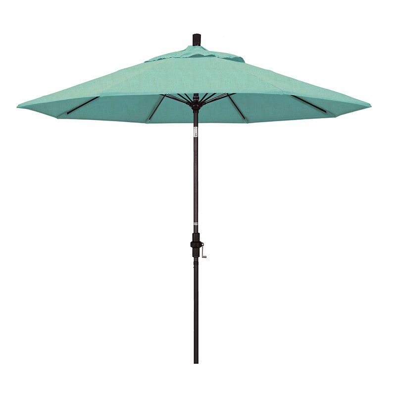 The Company Store Market Umbrella With Crank Lift In Teal/turquoise Blue