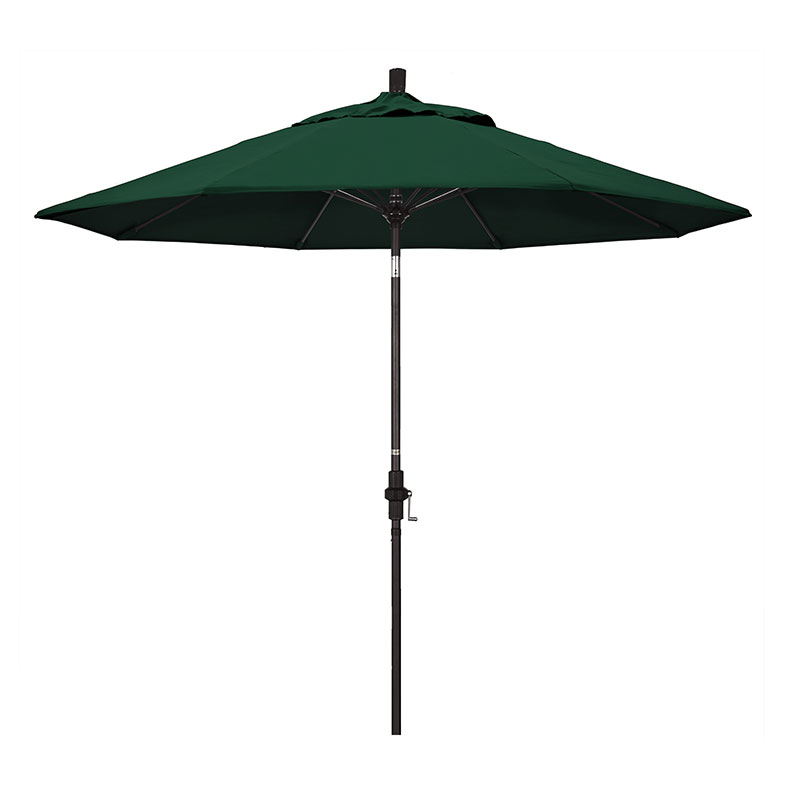 The Company Store Round Outdoor Patio Umbrella, Fiberglass With Twist Tilt In Forest Green
