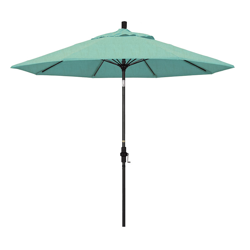 The Company Store Market Umbrella With Crank Lift In Teal/turquoise Blue